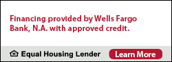 Banner indicating Kruger's offers financing through Wells Fargo Bank with approved credit.